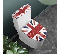 Daulesho British Flag Toilet Seat Lid Cover Red Blue Union Jack Washable Toilet Tank Replacement Toilet Cover Set United Kingdom Patriot Flags for Bathroom Home Decor Accessories