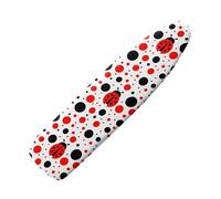 Daulesho Cartoon Ladybug Ironing Board Cover 15x54 Inch Cute Lady Bug Iron Board Cover Black Red Polka Dot Steam Iron Board Cover Standard Full Size 3 Hook and Loop Fastener Strap