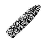 Daulesho Classic Damask Floral Homes Replacement Ironing Board Cover, Black White Adjustable Elastic Edge Fit, Vintage Abstract Flower Stain Resistant, Easy Installation