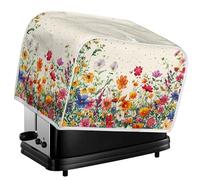 Daulesho Colorful Flower Bushes Toaster Cover 2|4 Slice, Cartoon Daisy Dahlia Kitchen Small Appliance Cover Watercolor Pastoral Style Dust and Fingerprint Protection, Machine Washable -S