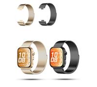 daunke 2 Pack Metal Magnetic Folding Clasp Watch Strap for HuaWei Fit 3/4/5/5 pro, Metal Waterproof Replacement Band, Scratch Resistant, Sturdy and Durable, Easy to Replace, Black & Gold