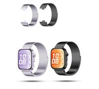 daunke 2 Pack Metal Magnetic Folding Clasp Watch Strap for HuaWei Fit 3/4/5/5 pro, Metal Waterproof Replacement Band, Scratch Resistant, Sturdy and Durable, Easy to Replace, Black & Purple