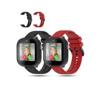 daunke 2 Pack,Watch Strap For Cosmo JrTrack 5, Silicone Waterproof Replacement Band,Scratch Resistant,Sturdy and Durable,Easy to Replace,Black and Red