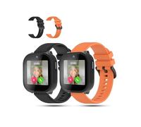 daunke 2 Pack,Watch Strap For Cosmo JrTrack 5, Silicone Waterproof Replacement Band,Scratch Resistant,Sturdy and Durable,Easy to Replace,Black and Orange