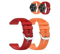daunke 2 Pack,Watch Strap For Garmin Approach S50 22mm, Silicone Waterproof Replacement Band,Scratch Resistant,Sturdy and Durable,Easy to Replace,Red & Orange