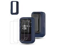 Daunke Case & 3-pack Screen Film for Garmin Approach G20 Solar GPS Handheld, Silicone Protective Cover,Bumper Shell Skin Shockproof Rubber Housing,Scratch-Resistant,Blue