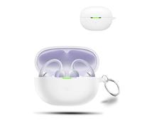 daunke Case for Shokz OpenDots Air Wireless Earbuds,Soft Silicone Protective Cover,Case with Round buckle,Full Protection,White