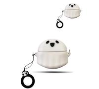 daunke Case for SONY WF-1000XM6 Wireless Earbuds, daunke Soft Silicone Protective Cover, Ghost-shaped Case with Lanyard, Full Protection,White