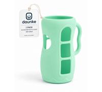 daunke Silicone Baby Bottle Sleeve for Philips Avent 8oz Glass Bottles, Green Protective Bottle Cover with Easy-Grip Handles, Level View Windows & Thickened Base, 1 Pack, Bottle Not Included