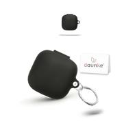 daunke Silicone Case for Baseus BF1 Lite Earbuds, Soft Shockproof Protective Cover with Metal Key Ring, Anti-Scratch & Dustproof, Black