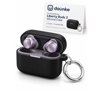 daunke Silicone Case for Soundcore Liberty Buds 2, Black | Silicone, Lightweight, Shockproof, Dustproof, Anti-Scratch, Black Case for Soundcore Liberty Buds 2, Metal Keyring