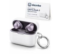 daunke Silicone Case for Soundcore Liberty Buds 2, White | Silicone, Lightweight, Shockproof, Dustproof, Anti-Scratch, White Case for Soundcore Liberty Buds 2, Metal Keyring