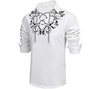 Daupanzees Mens Scottish Jacobite Ghillie Kilt Shirt Casual Long Sleeve Shirt White