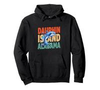 Dauphin Island Alabama Retro Typography Dolphin Lovers Pullover Hoodie