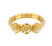DAUPLAISE Jewelry 3 Flower Bracelets for Women, Gold Flower Bracelet with Crystal Accents, Stretch Fit Womens Bracelet