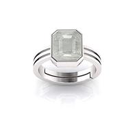 DAURAYA GEMS 4.25 Ratti 3.15 Carat A Quality CE 0R 0tified Adjaistaible Silver Ring Unheated Untreated Natural White Sapphire Pukhraj Loose Gemstone, Silver Plated, White Sapphire, Silver Plated,