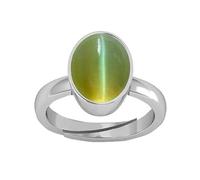 DAURAYA GEMS Certified 8.25 RattiDeluxe Quality Cats Eye Adjustable Ring Gemstone by Lab Certified(Top AAA+) Quality for Unisex (A29), Natural Cat's Eye Lehsunia Gemstone Ring, Cat's Eye, Natural