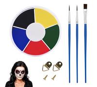 DAUXNK Face Body Paint, 6 Color Bruise Wheel Special Effects Makeup Kit, Professional Face Body Paint for Halloween Clown Vampire Parties Cosplay, Includes 3 oil painting brushes,Screw,Snap fastener