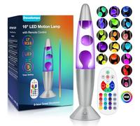 Davalampa 17 Colours Changing Large Liquid Motion Lamps with Remote: Giant LED Night Light for Kids Adults - Relaxing Table lamp Glitter Mood Lighting for Home Room Office (Purple Wax, 16 Inch)