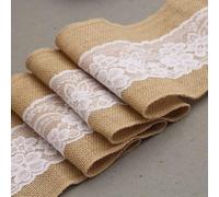 DAVALO 5x95 inch Vintage Burlap wedding Chair Table Sashes Rustic Natural Jute Tie Bow burlap lace ribbon