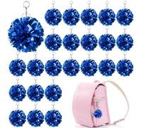 DAVAXI 24 Pcs Cheer Pom Pom Keychain Cheerleader Gift Cheering Keyring Camp Team Gift, Blue, One Size
