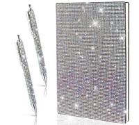 DAVAXI 3 Pcs Rhinestone Notebook Pen Sets Crystal Pens Bling Notebook A5 Diamond Glitter Journal Notebook with 2 Pcs Bling Pens for School Office Students Writing Gifts
