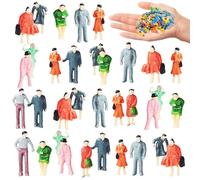 DAVBNM 100 Pieces Mini People Figurines 1:87 Scale Tiny Plastic Miniature Figurines Model Trains Architectural Painted People Figures for Miniature Scenes