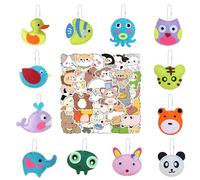 DAVBNM 12 Pcs Kids Sewing Kit, with Stickers, Cute Animal Felt Sew Craft Kit for Boys Girls, Fun Sew DIY Craft Ornaments Kid Educational Toys for Beginner Children