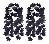 DAVBNM 2 Pack Fall Maple Leaf Garland, Artificial Autumn Foliage Garland, Hanging Vine Halloween Decor for Home Fireplace Party, Black