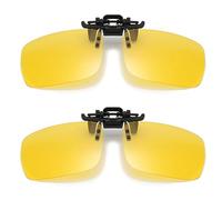 DAVBNM 2 Pcs Clip On Night Driving Glasses, Polarized HD Vision Clip On Sunglasses, Polarised HD Yellow Lens for Night Vision & Headlight Glare Reduction, Suitable For Driving, Fishing, Skiing