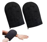 DAVBNM 2 Pcs Self Tanning Mitt, Double Sided Fake Tan Applicator Glove, for Sunscreen Mitt Glove Fake Tan for Sunbathing (Black)