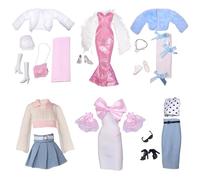 DAVBNM 20PCS Doll Clothes Compatible with Barbie 11.5 inch Doll, 6 Set Include Fishtail Dress Set Leather Skirt Set Sweater Skirt Set Slim Fit Dress Set 2 Fur Coat Set
