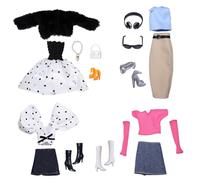 DAVBNM 21PCS Doll Clothes Compatible with Barbie, 11.5 Inch Girl Dolls Fashion Pack, 5 Set Doll Clothes Include Party Gown Plush Set Sequin Outfit Stylish Dress for Girls Gift