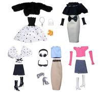 DAVBNM 24PCS Doll Clothes Compatible with Barbie, 11.5 Inch Girl Dolls Fashion Pack, 5 Set Doll Clothes Include Party Gown Plush Set Sequin Outfit Stylish Dress for Girls Gift