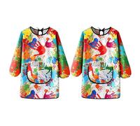 DAVBNM 2Pcs Kids Painting Apron, Waterproof Children Art Aprons With Large Pockets, Graffiti Long Sleeves Smock for Cooking, Painting, Craft, School
