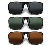DAVBNM 3 Pairs Polarized Clip On Sunglasses, Stylish and Functional Clip-On Sunglasses, Polarised Glasses Over Prescription Glasses Perfect for Sunny Days Outdoors for Men Women