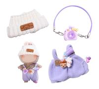 DAVBNM 3 Pcs Doll Cloth for 17cm Plush Dolls, Premium Outfit Birthday Holiday Present for Girls Kids, Includes White Headpiece, Lavender Overalls, and Purple Camera Accessories