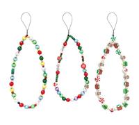 DAVBNM 3 pcs Phone Charm, Christmas Beaded Phone Strap Anti-Lost Bracelet for Women Keychains Pendant Wallets Cameras Decoration