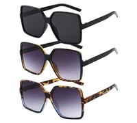 DAVBNM 3 Pcs Women Large Vintage Fashion Ladies Sunglasses, UV 400 Protection, Polarized, Rectangular