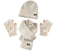 DAVBNM 3Pcs Kids Hat Scarf Gloves Set Winter Warm Knit Beanie Snow Gloves Scarves Thermal Thick Sets for Children Aged 3-6 years Outdoor