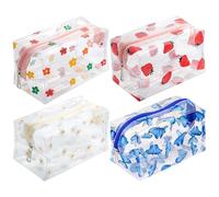 DAVBNM 4 pcs Clear Pencil Case, Cosmetic Bag Makeup Bag, Transparent Pencil Case, Stationery Pouch, Waterproof Pencilcase for Women Girls Travelling Office School Home Use