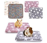 DAVBNM 4 Pcs Guinea Pig Bed and Fleece Blanket, Soft Fluffy Rabbit Mat Small Animal Winter Bed Pad for Indoor Animals Bedding for Hamster, Ferret, Squirrel, Chinchilla