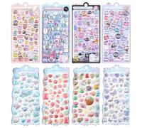 DAVBNM 400+ Pieces Mini Kawaii Sheets Stickers, 3D Waterproof Cute Stickers, Cartoon Clear Animals Stickers, for Kids Boys Girls, Stickers for Water Bottles Scrapbook Skateboard