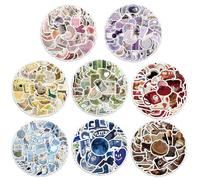 DAVBNM 480 Pcs Vintage Aesthetic Stickers Set - Waterproof Vinyl Decals for Water Bottles, Laptop & Phone in 8 Colour Themes (Red, Klein Blue, Brown, Purple, Yellow, Pink, Green, Blue)