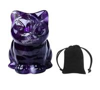 DAVBNM Amethyst Healing Crystal Cat Figurine Carved Lucky Gemstone Cute Stone Cat Statue Ornament for Home Office Desk Decor Mini Crystal Cat Gifts for Lovers Women Men Christmas 1.5”