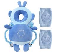 DAVBNM Baby Head Protector Backpack, Toddler Toddler Head Protector, Knee Pads for Crawling, Protection Safety Pads for 4-24 Months Toddler Baby Walking, Adjustable, Blue