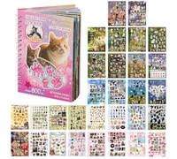 DAVBNM Cat Sticker Book, 30 Sheets of Cartoon Sticker Book, Decorative Stickers for Scrapbooking, Junk Journaling for Adults DIY Crafts
