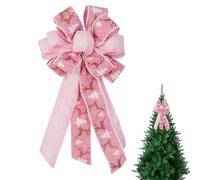 DAVBNM Christmas Tree Topper, 21.3x11.1 Inches Large Pink Toppers Bow for Xmas Home Decoration
