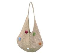 DAVBNM Crochet Tote Bag Flower Women Knitted Handbags Boho Hollow Woven Shoulder Bags Beach Mesh Tote for Holiday, Daily Work, Shopping, Travel