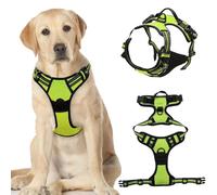 DAVBNM Dog Harness Medium to Large Dog Vest Harnesses, No Pull Pet Harness, Adjustable Soft Padded Pet Vest Harnesses, Y Shaped Harnesss, Easy Control Handle for Training or Walking, Green, L